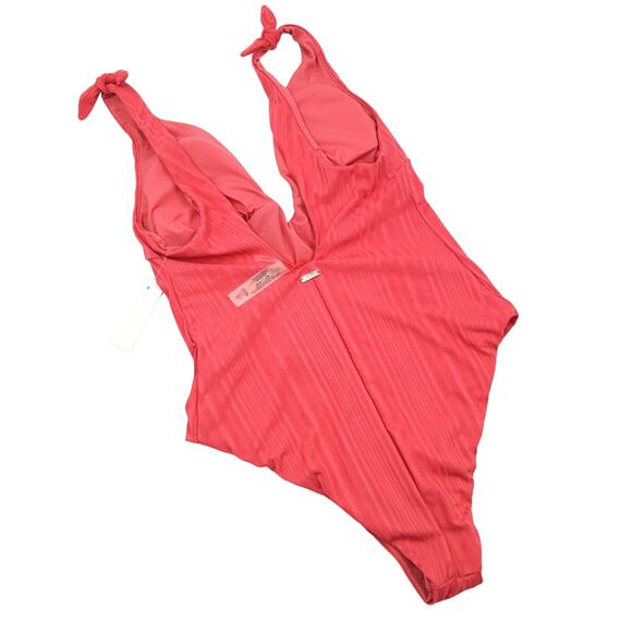 Raisins Women Coral Beach Islamorada Plunging One-Piece Swimsuit Junior Size L - Picture 3 of 5